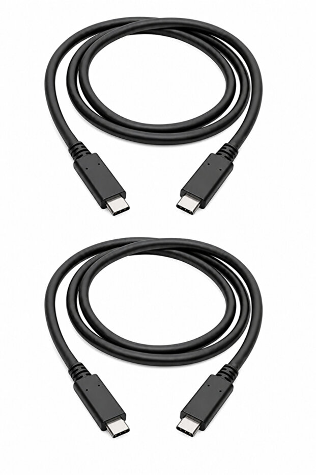 كابل USB-C إلى USB-C، عبوة من قطعتين، شحن سريع 60 واط ونقل البيانات، 1.8 متر، أسود