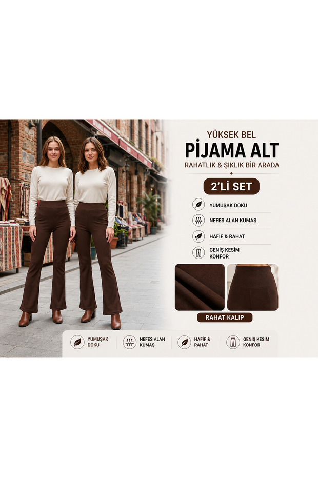 2-Piece Cotton Lycra Fabric Spanish Flare Leggings Trousers