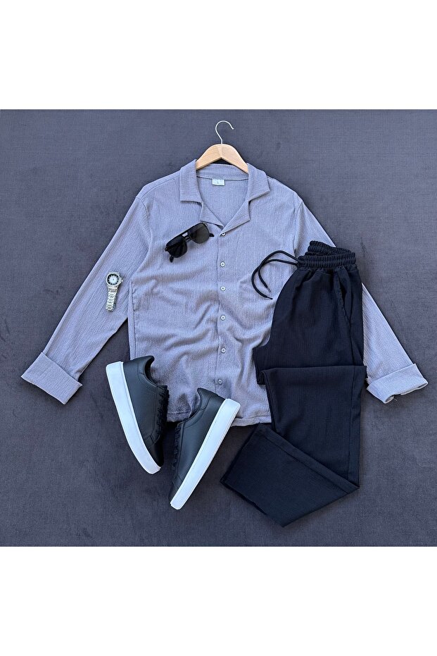 Bürümcük Crinkle Fabric Men's Shirt and Pants Set
