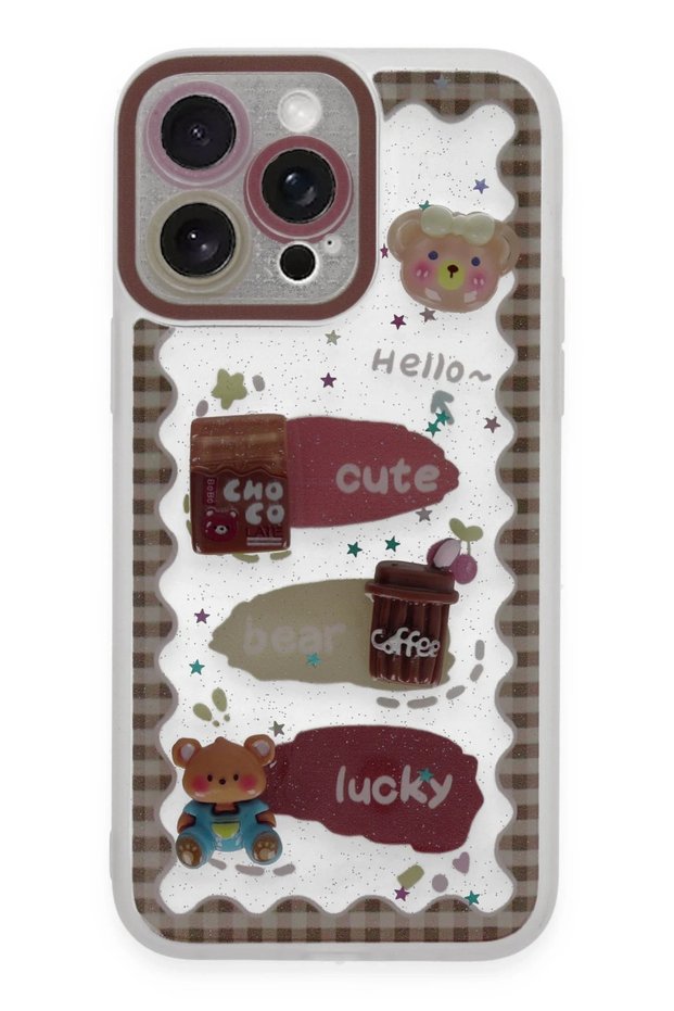 Ilkeshop New iPhone 14 Pro Case Sweet Patterned Silicone Cover (10503) - Transparent