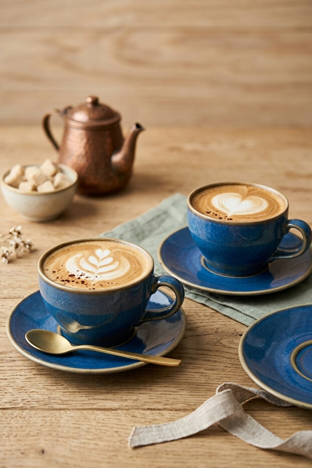 Porcelain Tea-Coffee-Cappuccino 4-Piece Cup Set for 2 People