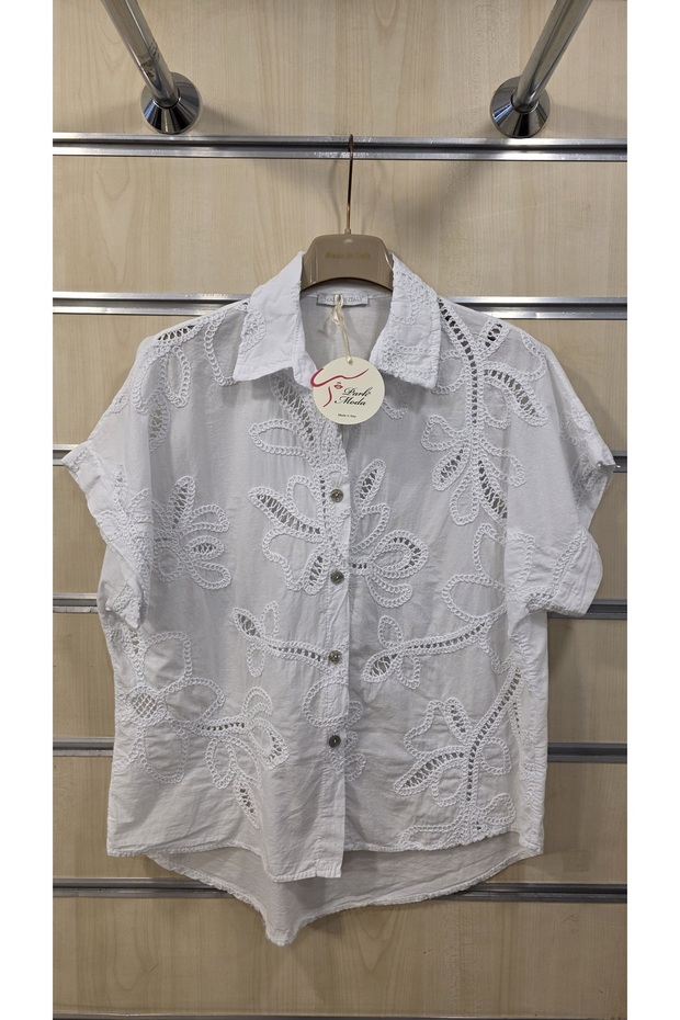 Italian Cotton Shirt with Floral Embossing