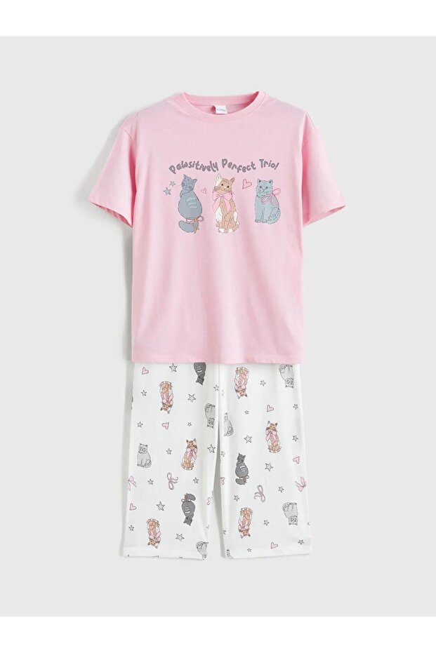 Printed Girls' Capri Pajama Set (S6)