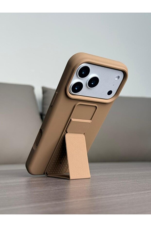 Premium Foldable Kickstand Silicone Case for iPhone 17 Pro - Slim Matte Shockproof Protective Cover