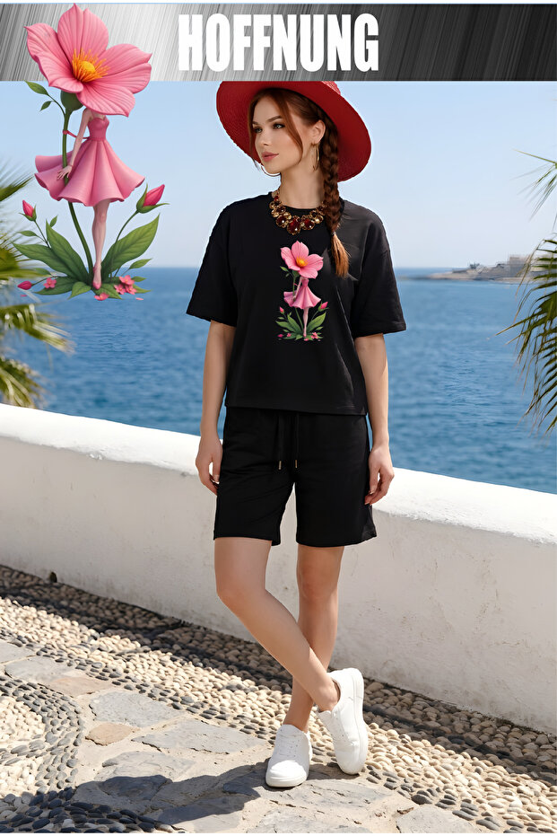 Unisex 2 Thread Oversize T-Shirt Shorts Set