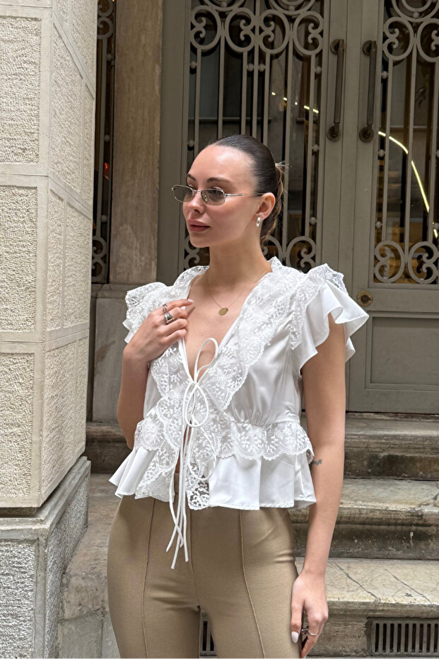 Lace Satin Blouse - 2