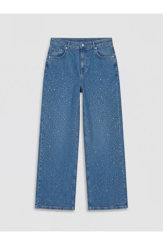 Lcw Jeans Wideleg Stoned Women's Jean Trousers