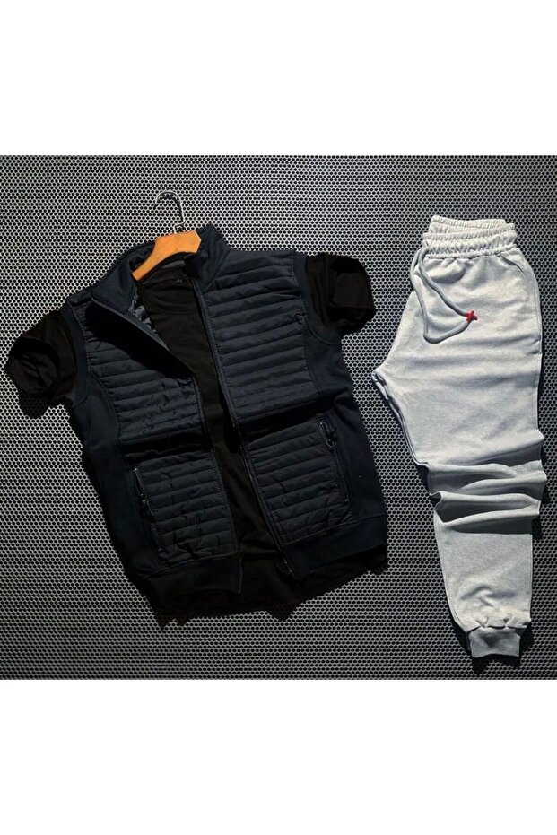 Seasonal 3-Piece T-Shirt, Vest, and Sweatpants - Basic Three-Piece Set