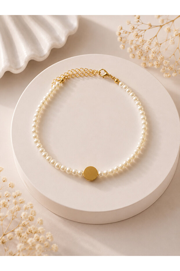 Gold Pearl Design Anklet - 1