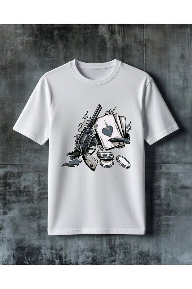 Playing Card Printed Oversize T-Shirt