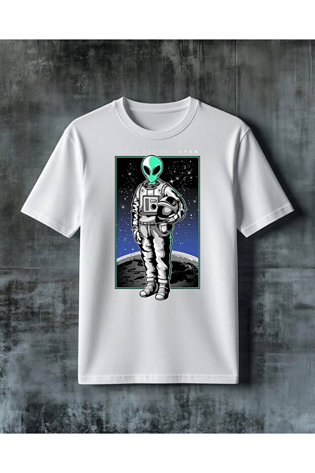 Alien Astronaut Space Printed Oversize T-Shirt