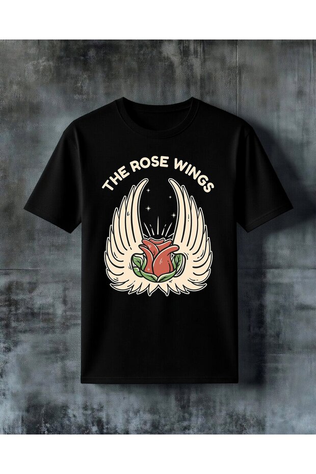 Rose Wings Heart Printed Oversize T-Shirt