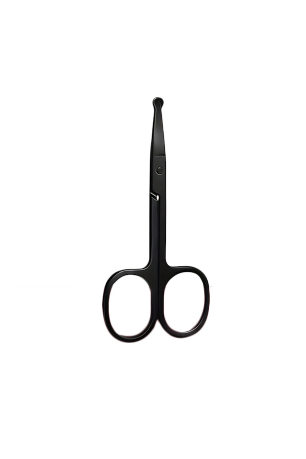 1pc-BMJ-A16 1PC Silver Mirror Light Black Round Head Safety Nose Hair Scissors Neutral Stainless Ste