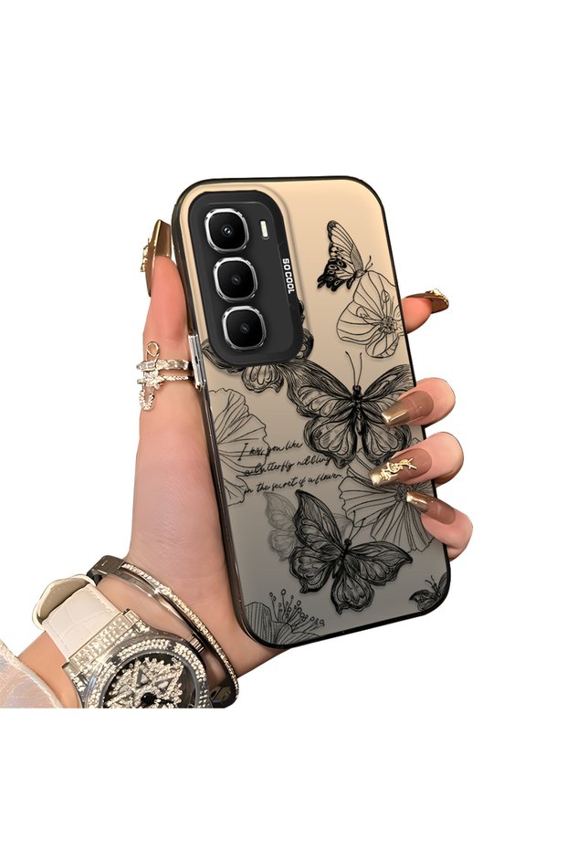 Infinix Hot 60 5g Compatible Hard Acrylic Back Silicone Edge Lens Protection Case