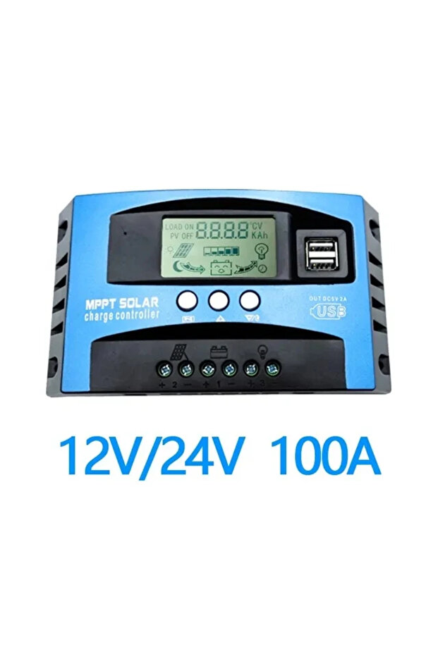 جهاز تحكم بالشحن الشمسي MPPT 100A مع شاشة LCD وUSB مزدوج، 30A 50A 80A 100A، 12 فولت 24 فولت تلقائي