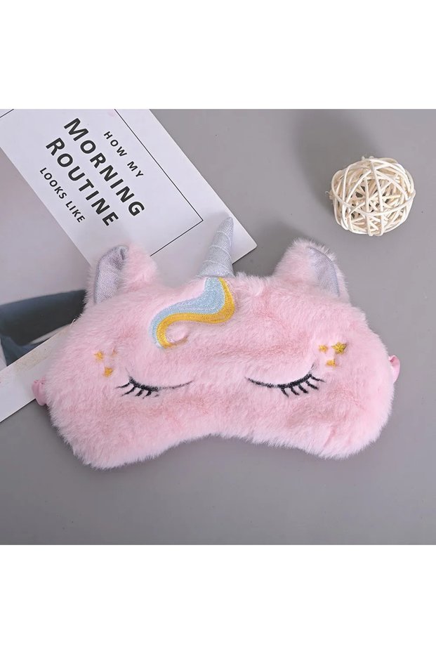 Pink Soft Plush Sleeping Mask Eye Masks Cute Glitter Unicorn Eye Cover Plush Eyepatch Eye Cover Slee