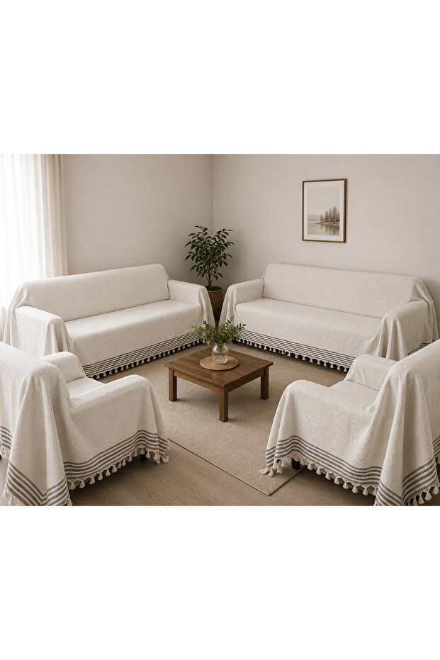 100% Cotton Sofa Cover Set - 1