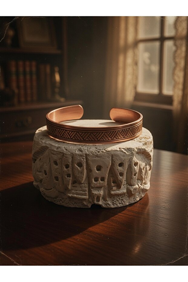 Handcrafted Patterned Pure Copper Bracelet – Natural Copper Bracelet – Unisex Authentic Design Hasir