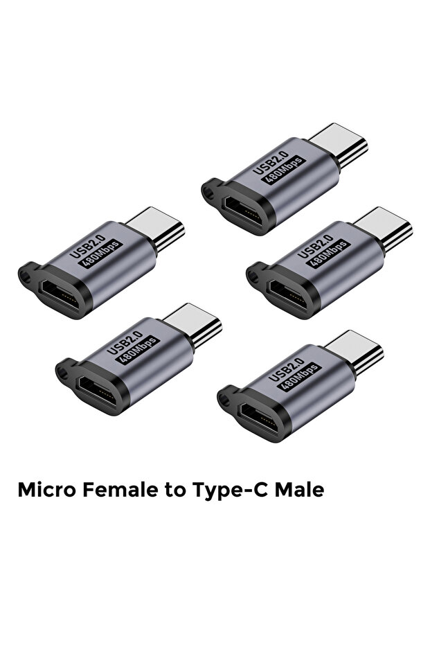 محول مايكرو USB إلى USB-C، محول أنثى مايكرو USB إلى ذكر USB-C، محول مايكرو USB إلى USB-C، سرعة نقل بيانات تصل إلى 480 ميجابت في الثانية.