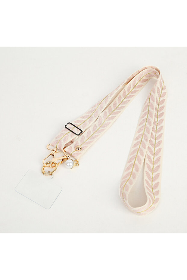 Pink Universal Adjustable Mobile Phone Lanyard Crossbody Single Shoulder Neck Strap Pearl Pendant Ha