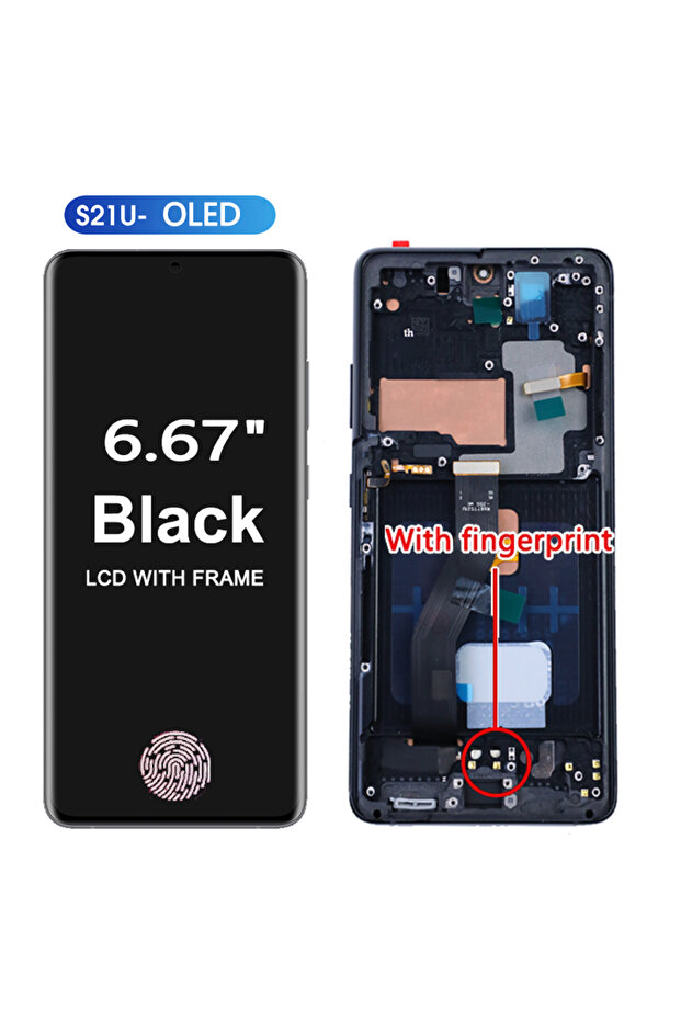 شاشة OLED جديدة بإطار أسود من نوع AMOLED لهاتف S21 Ultra 5G، شاشة LCD تعمل باللمس مع محول رقمي لهاتف S21 Ultra