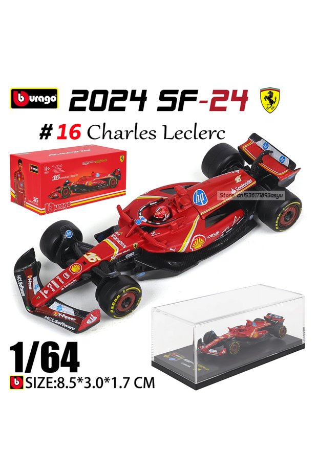 1-64 SF24-16 Bburago 1:64 Sealed packaging 2024 F1 Ferrari SF24 #16 Charles Leclerc #55 Carlos Sainz