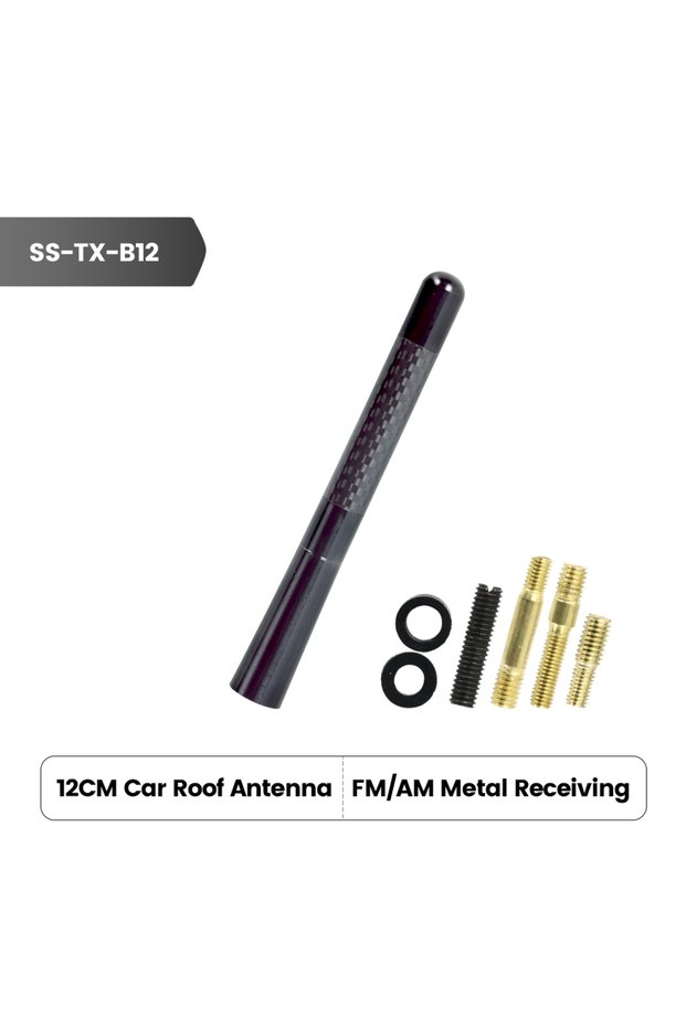 Black Car Short Radio Antenna MINI Fiber Black Car Roof Strong Antenna Radio Aerial FM/AM Metal Rece