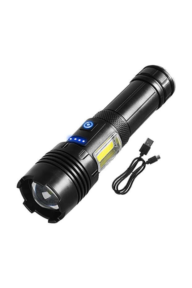 مصباح يدوي LED قوي للغاية ببطارية مدمجة 100000000LM، قابل لإعادة الشحن عبر USB، مصباح تكتيكي.