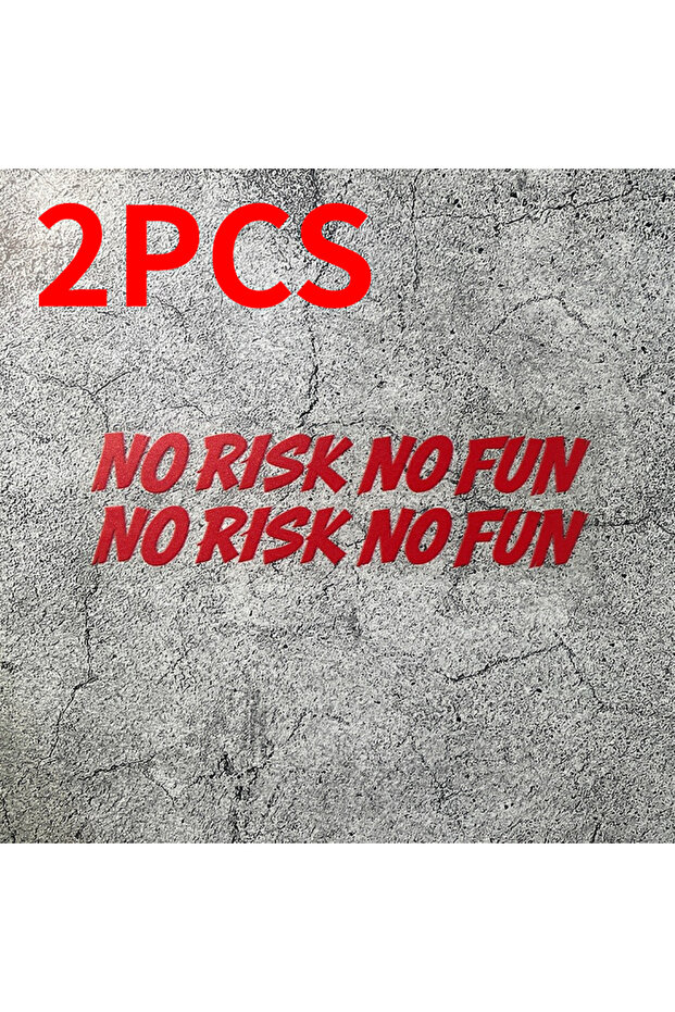 (19x2cm)2PCS (NRNF2)Red 2PCS No Risk No Fun Motorcycle Helmet Stickers Waterproof Durable for DIY Ra