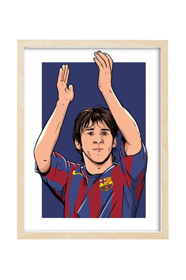 Messi Barcelona Illustration Poster with Frame 30x40cm