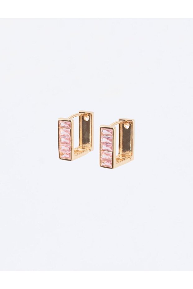 Gold Color Baguette Stone Square Clip Earrings