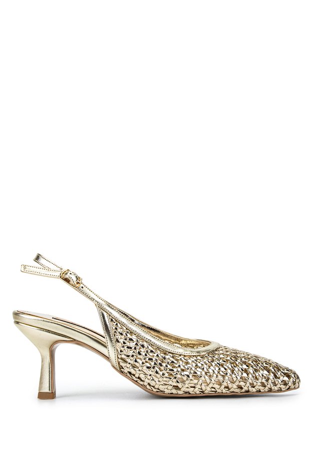 Women's Faux Leather Gold Heeled Shoes