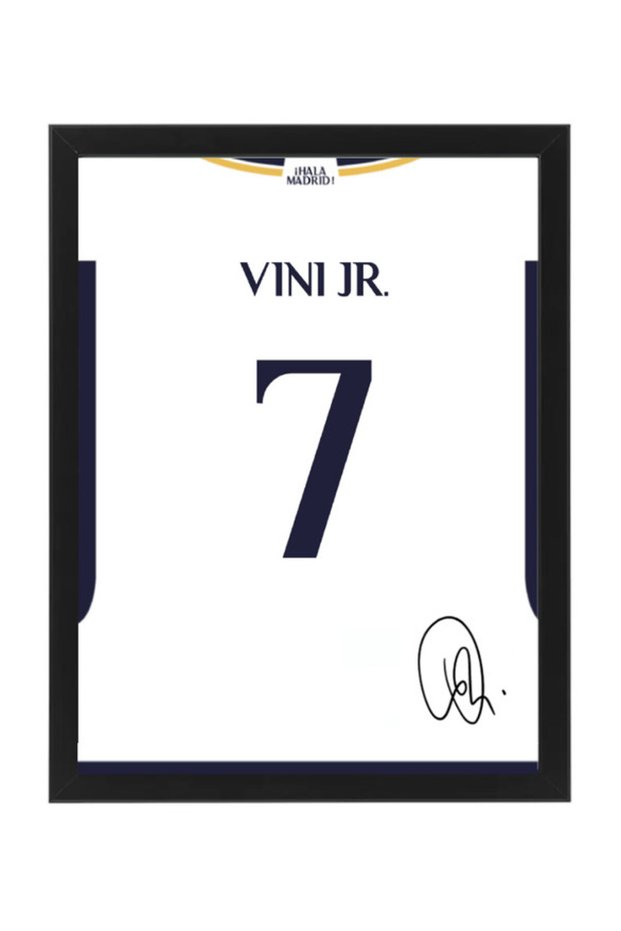 Vini Jr. Real Madrid 2023-24 Autographed Jersey Poster with Frame 30x40cm
