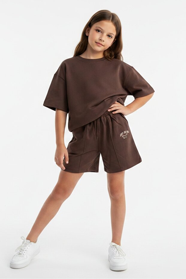 Girl's Printed Shorts with Elastic Waist and Tie 25048