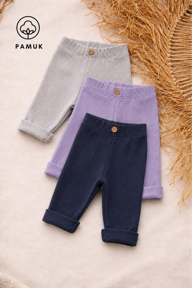 Baby Girl and Child Leggings Set of 3 Cotton Flexible Daily Underwear