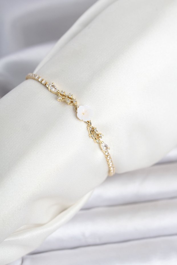 Brass Gold Color Flower Model Waterway Women's Bracelet