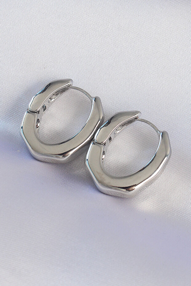 Brass Silver Color Thick Bone Model Earrings 5886 - Miyng7960-2707