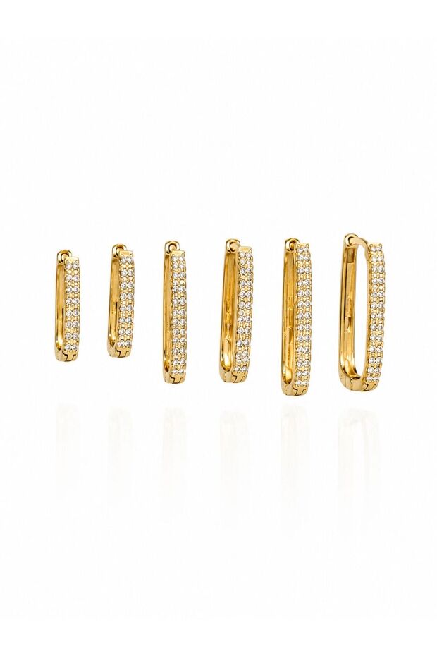 Stone Rectangular Hook Earrings