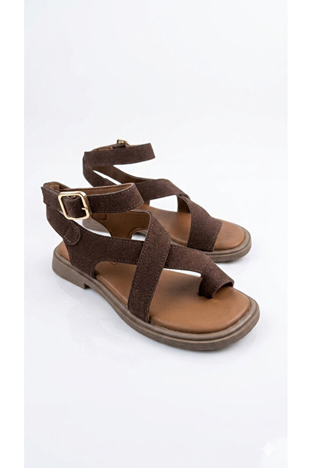 Women's Suede Flip-Flop Ankle Strap Sandals Comfortable Orthopedic Sole Sandals