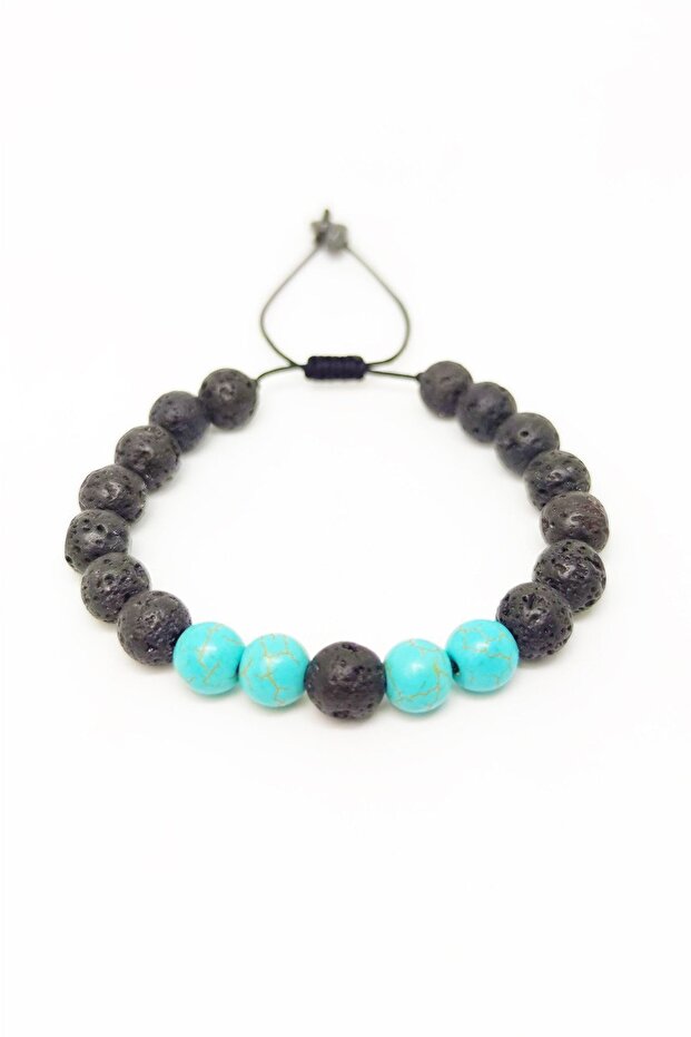 Turquoise Stone Natural Stone Macrame Braided Unisex Adjustable Bracelet