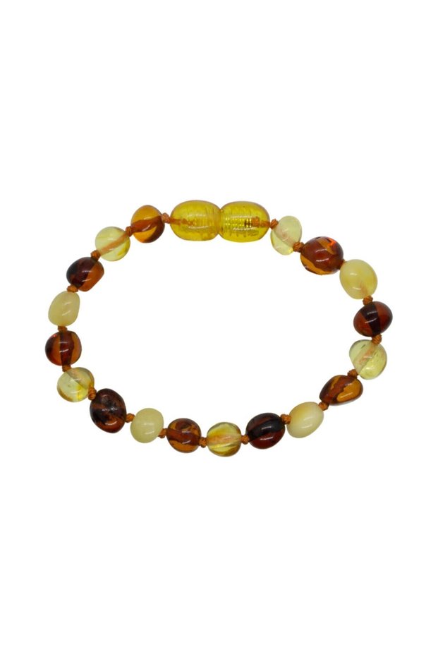 4 Color Multicolor Color Bright Baroque Cut Baltic Amber Baby Teeth Bracelet