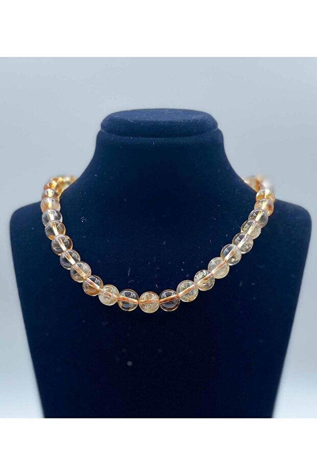 Citrine Natural Stone Necklace 8 Mm Sphere Cut