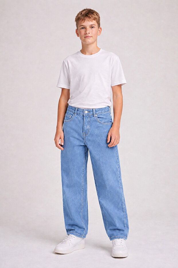 27004-25 Boy's Denim Trousers Comfortable Fit Daily Use Straight Leg Jean Pants