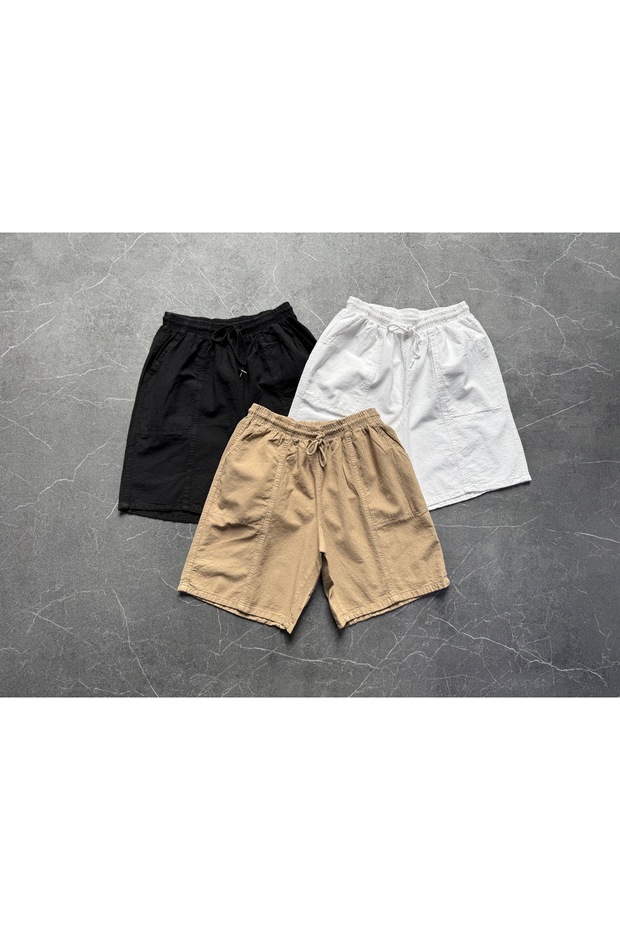 Men's Set of 3 Raw Linen Shorts