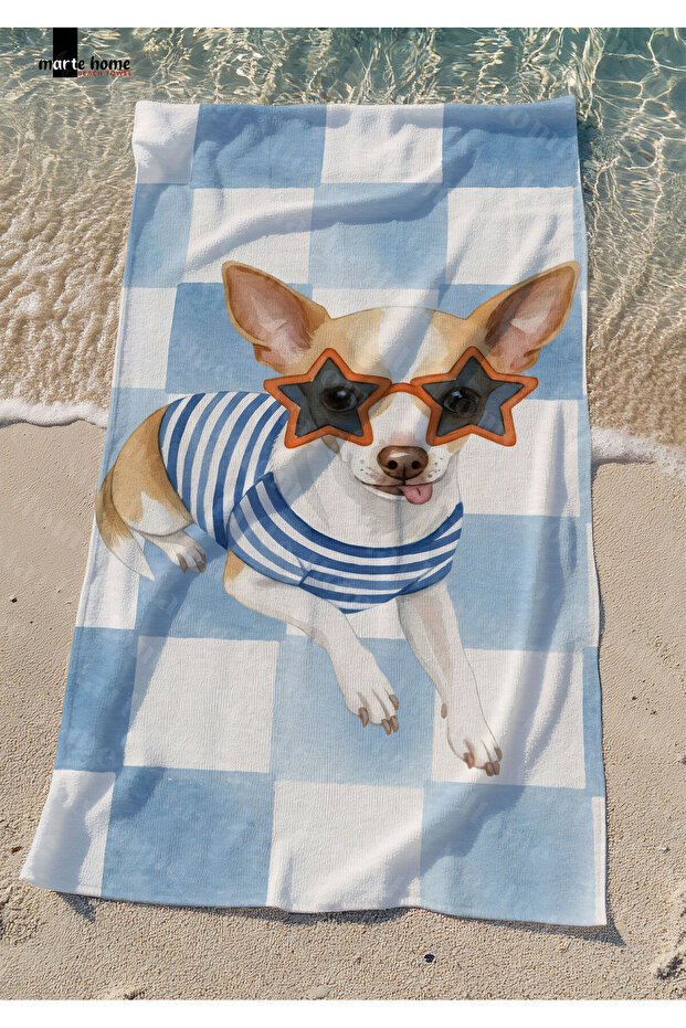 Dog - Colorful Dog Printed Beach Towel - 75X150 cm