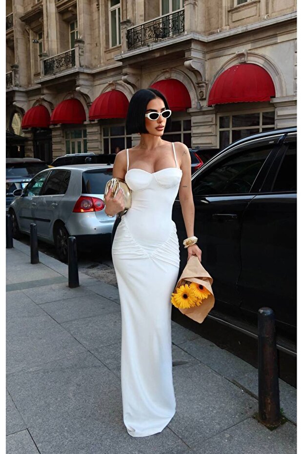 Women's Thin Strappy Covered Long Lycra Dress