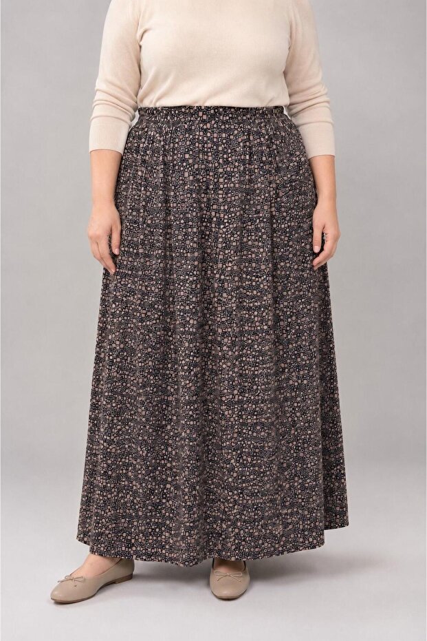 Plus Size Women's Cotton Skirt with Elastic Waist