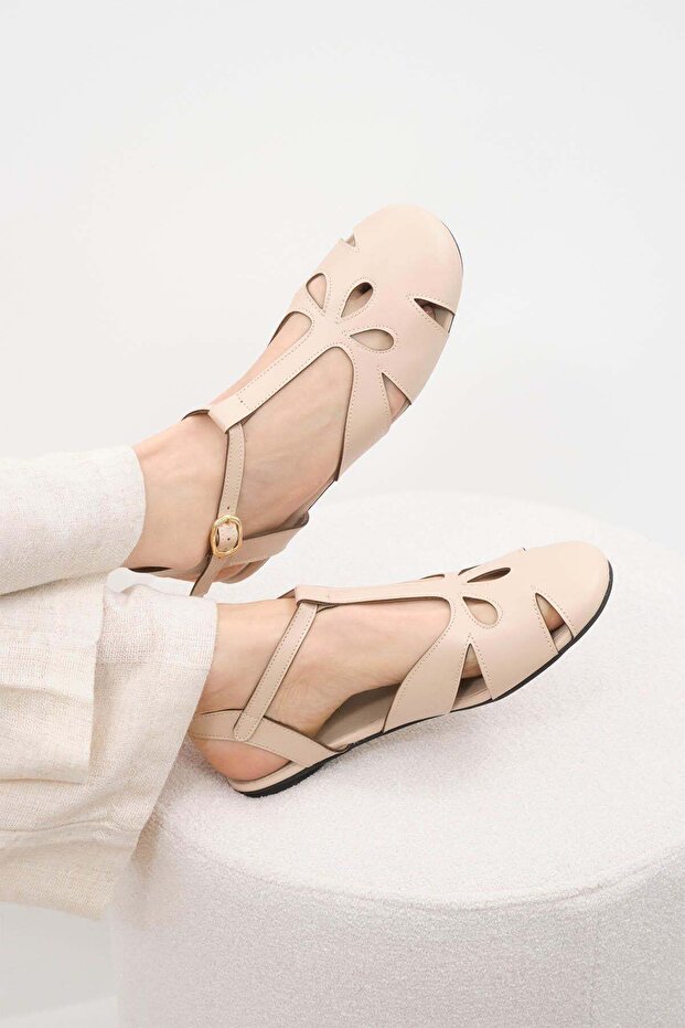 Lotus Skin Color Laser Cut Sandals