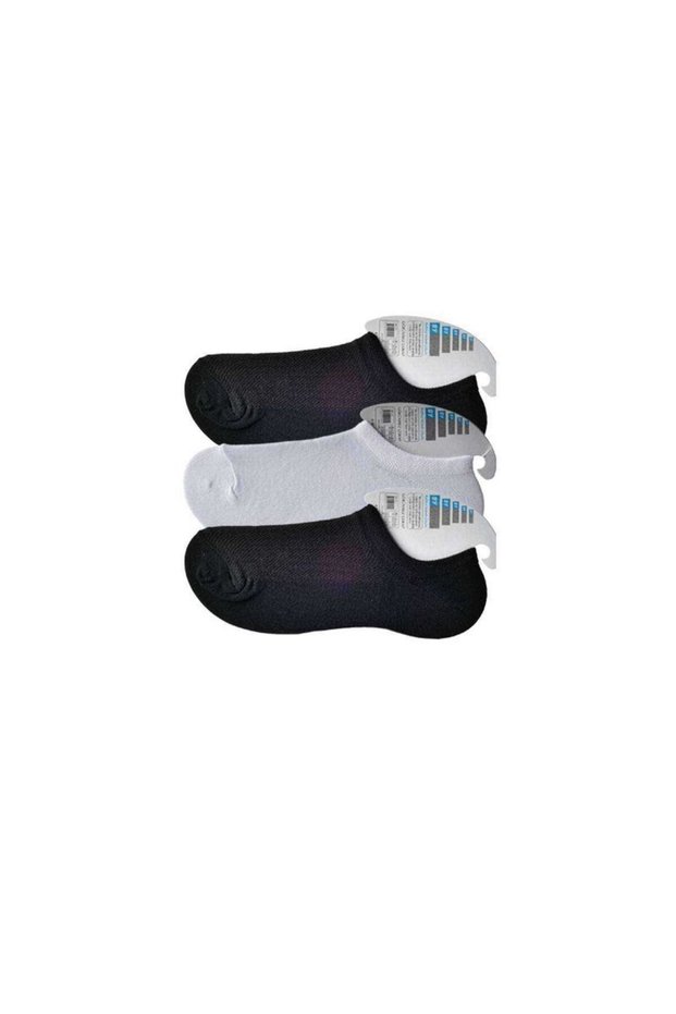 Glb-Stl41414 Black and White Men's Invisible Socks 3 Pairs