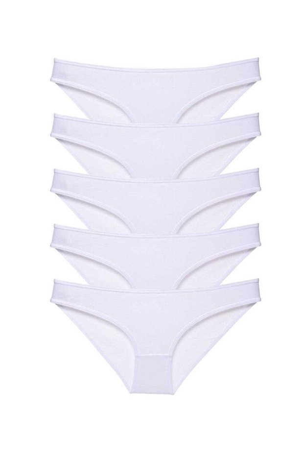 Glb-Stl41414 5 Pieces Super Eco Set Lycra Women's Slip Panties White
